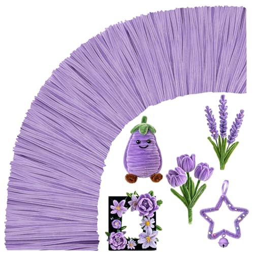 VZF Lovely Light Purple Pipe Cleaners Craft,200pcs Arts Crafts,Chenille Stems Art Supplies for Projects Creative DIY Room Decor,Christmas Decorations,Teen Girl Gifts Trendy Stuff,Halloween Gifts - color: Lovely Light