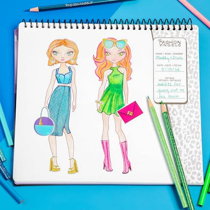 Fashion Angels Glam Fashion Sketch Set, Includes Sketch Pad with Stencils & Stickers, Fashion Design Sketch Book for Girls, Ideal Drawing Kit for Kids - color: Glam Fashion
