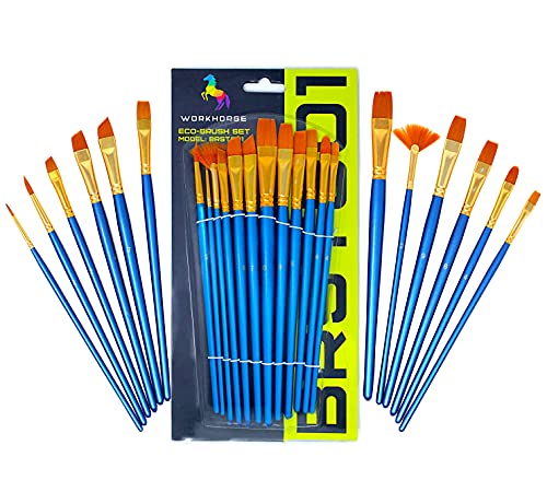 Workhorse Eco Paint Brush Art Set, 12 pcs, Synthetic Sable Bristles