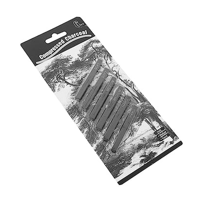 6pcs Professional Art Charcoal Compressed Sticks Drawing Set Medium Vine Charcoal Pencils Sketching Supplies for Artists Students