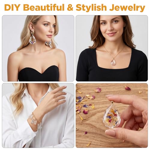 Reusable Resin Jewelry Molds, Silicone Molds for Epoxy Resin, Reusable Casting Tray with Hole, Resins Keychain Mold for DIY Jewelry, Pendant, Earring, Necklace, Bookmark, Keychain Making Kit