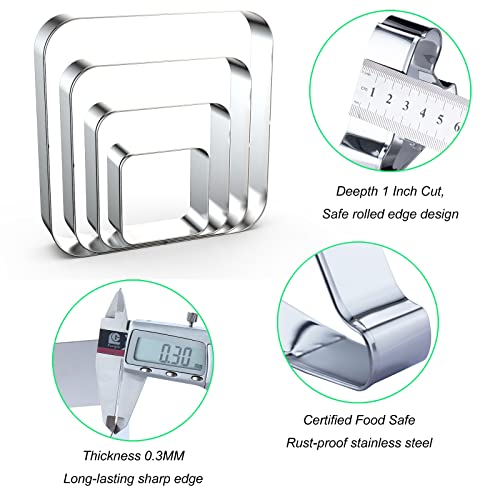 Rounded Square Cookie Cutter Set Large - 5 Inch, 4 Inch, 3 Inch, 2 Inch - Geometric Frame Plaque Cookie Cutters Shapes Molds - Stainless Steel - color: Square-Rounded Corner