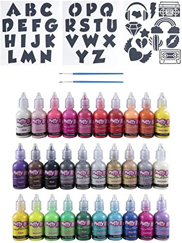 Puffy Bulk Buy Paint 30 Pack Premium Quality 3D Paint Set. Safe for Kids, Great for School Projects, Permanent on Fabric, Canvas, Wood, Glass, and More Craft Surfaces - size: 30 Count (Pack of 1)