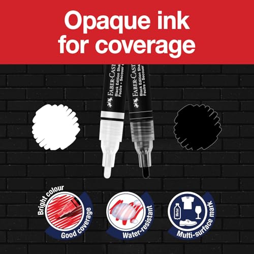 Faber-Castell Shake & Paint Markers: Black & White - 2 Dual Tip Paint Markers, Permanent Markers for Clothes, White Acrylic Paint Pen, Arts & Crafts Supplies - style: Black & White