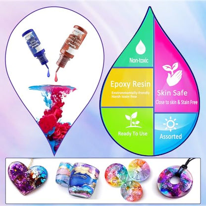 Alcohol Ink Set - Vibrant Colors High Concentrated Alcohol-Based Ink, Concentrated Epoxy Resin Paint Colour Dye Great for Resin Petri Dish, Coaster, Painting (10ml Each)