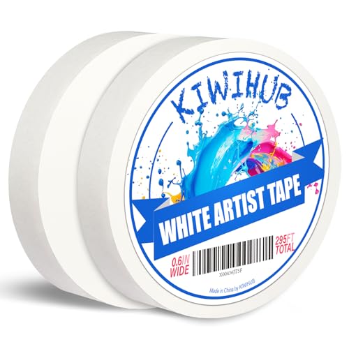 2 Pack Art Tape - Professional Artist Tape for Watercolor Paper, White Masking Artists Tape for Painting Canvas Framing - Acid Free Tape - 0.6inch Wide 295FT Long - size: 0.6inch
