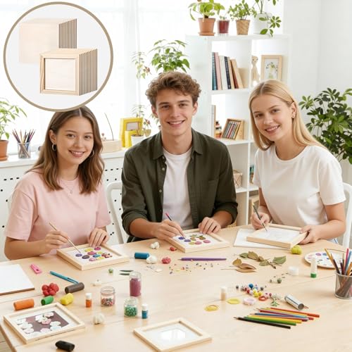 24 Pcs Wood Panel Boards, 6 x 6 Inch Unfinished Wood Canvas Board Blank Square Wooden Painting Panel for Crafts DIY, Clay Painting, Oils, Pouring, Acrylic