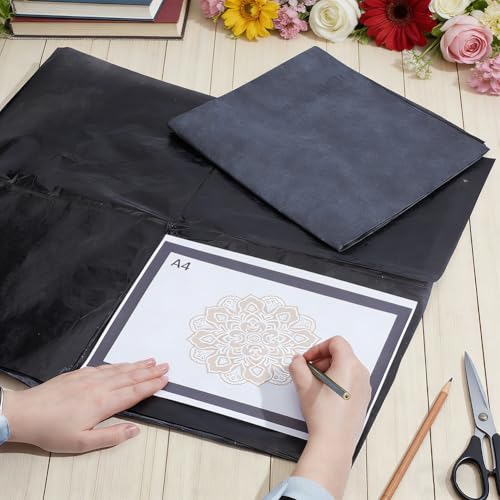NBEADS 6 Pcs Large Carbon Paper for Tracing, 20.31x47.24 Inch Black Graphite Transfer Paper Carbon Wax Transfer Paper for Woodworking Fabric Canvas Patterns Sketch Drawing DIY Projects