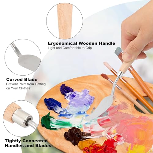 PATIKIL Art Spatula, No.13 22mm Stainless Steel Flexible Palette Knife Painting Knife Painting Spatula Oil Painting Mixing Scraper with Wood Handle for Canvas Acrylic Painting, Brown - style: No.13