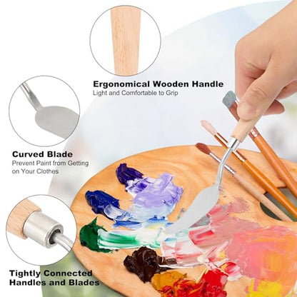 PATIKIL Art Spatula, No.10 20mm Stainless Steel Flexible Palette Knife Painting Knife Painting Spatula Oil Painting Mixing Scraper with Wood Handle for Canvas Acrylic Painting, Brown - style: No.10