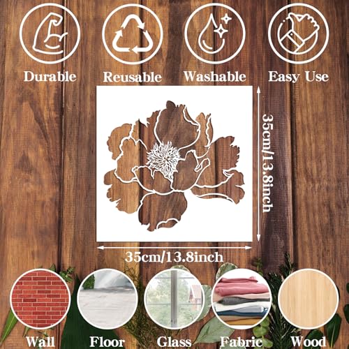 9 Pcs Large Flower Stencils for Painting Reusable Floral Templates Set for Drawing, Walls, Wood Signs, Window, Garden Fence Furniture Stencil Crafts DIY - color: Flower