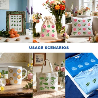 2 Sheets Flower Leaf Silk Screen Stencil, Lotus Sunflower Rose Monstera Self-Adhesive Silk Screen Printing Stencils Reusable Mesh Stencil for Painting on Wall, Wood, T-Shirt, Home Craft - style: Flower and Leaf
