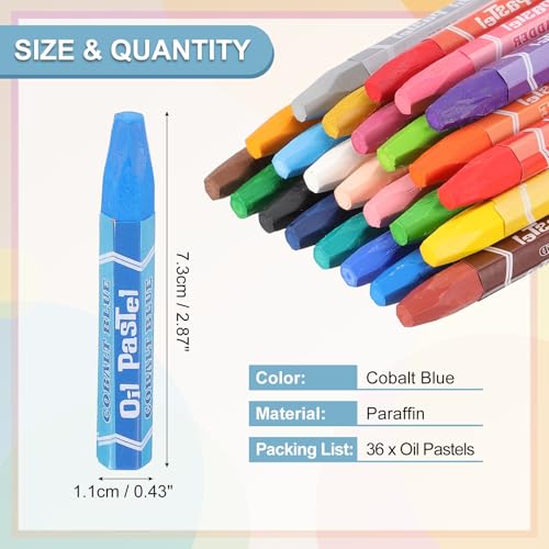 PATIKIL Cobalt Blue Oil Pastels, 36Pcs Soft Oil Crayons Pastels Stick Vibrant and Creamy Art Supplies Bulk for Artists Beginners Art Painting Drawing Blending Graffiti Gallery - color: Cobalt Blue