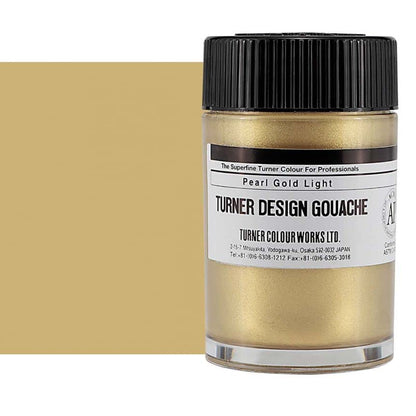 Turner Colour Works Design Gouache Premier Opaque Watercolor Paint - 40 ml Jar - Pearlescent Gold Light - Watercolor Paint, Made in Japan, Opaque Layering Abilities