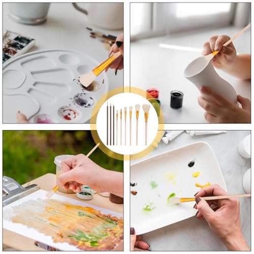 9 Pack Pottery Glaze Brushes Ceramic Brush Set, Glaze Brushes for Pottery, Watercolor Paintbrush for Acrylic Painting, Blending Mop Brushes for Oil Pottery Art Painting