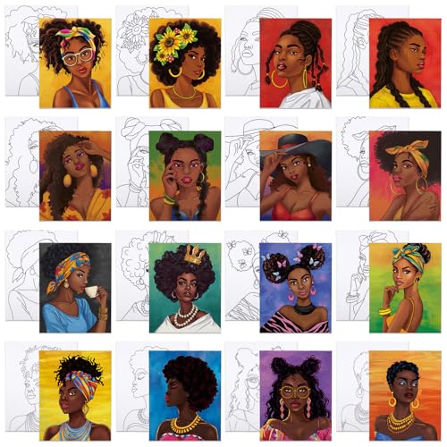 16 Pcs Pre Drawn Canvas for Painting for Adults Sip and Paint Kit | Pre Printed Canvas to Paint DIY Art Party Supplies Girls Night Date Night (Stylish Girl, 8x10 in) - size: 8x10 in, style: Stylish Girl
