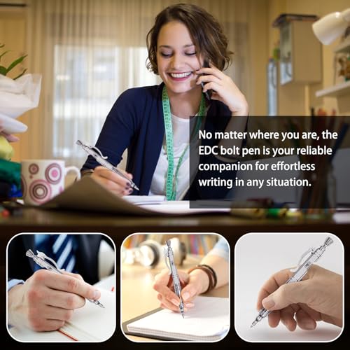 Luxury Bolt Action Pen: Heavy-Duty Stainless Steel EDC Ballpoint Pen with Retractable Mechanism and Pocket Clip - Refillable, Designed for Smooth Writing - style: Business Pen