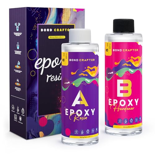 Bond Craftor Epoxy Resin Kit 16OZ, Clear Crystal Resina Epoxica Food Safe, Casting Resin for Art Craft, Jewelry Making, DIY