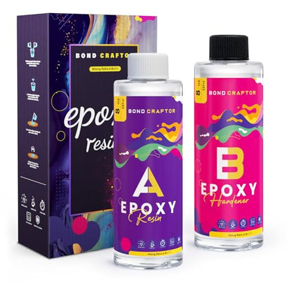 Bond Craftor Epoxy Resin Kit 16OZ, Clear Crystal Resina Epoxica Food Safe, Casting Resin for Art Craft, Jewelry Making, DIY