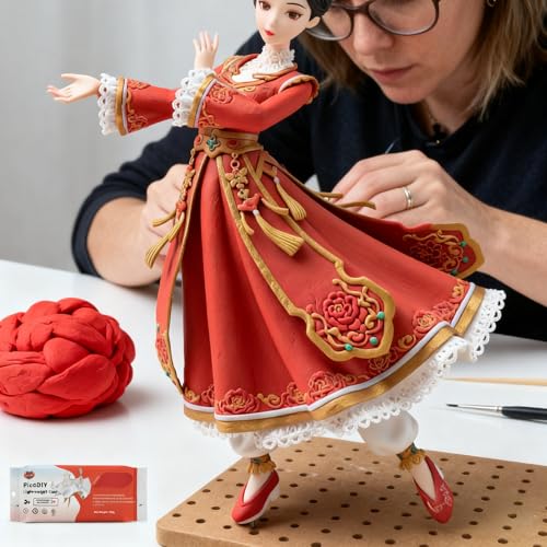 Lightweight Clay - Air Dry Clay, Ultra Light & Soft, Safe & Non-Toxic, Moldable & Flexible, DIY Modeling Clay for Anime Figures, Sculpting, Molding, Creative Art Crafts - color: Red