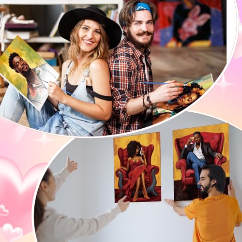 Zhanmai 72 Pcs 12 Sets Sip and Paint Kit Pre Drawn Canvas for Painting 8" x 10" Paint Party Canvas Painting Pre Printed Canvases for Party Favor DIY Virtual Adult's Date Night(Fashionable Couple) - style: Fashionable Couple