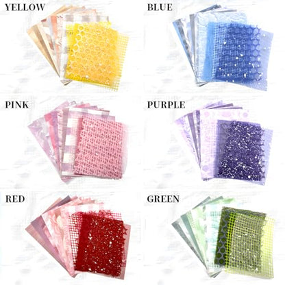 BADAO 90 Sheets Sticker Scrapbook Paper Supplies for DIY Mix Mesh Fabric Scrapbooking Kits 6 Pack 5.11x7.08Inch Textured Aesthetic Paper Scrap Book Material for DIY Decorative Mixed Set
