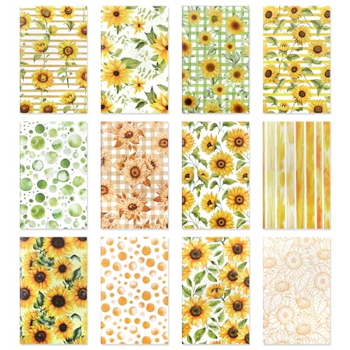 12 Pack Sunflower Small Pocket Notebook Journals,Yellow Flower Floral Memo Notepad Mini Notebook Hardcover Lined Note Pads for Home Office Stationery Supplies Party Favor Sunflower Flower Journal Planner Diary