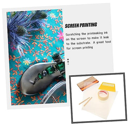 Gadpiparty 1Set Screen Printing Starter Kit DIY with Durable Ink Squeegee and Scraper for Easy Printmaking and Craft Projects