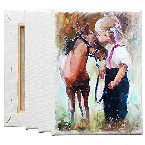 FIXSMITH Stretched White Blank Canvas- 5x7 Inch,6 Pack,Primed,100% Cotton,5/8 Inch Profile of Economy Value Pack for Acrylics,Oils & Other Painting Media. - size: 5"x7"
