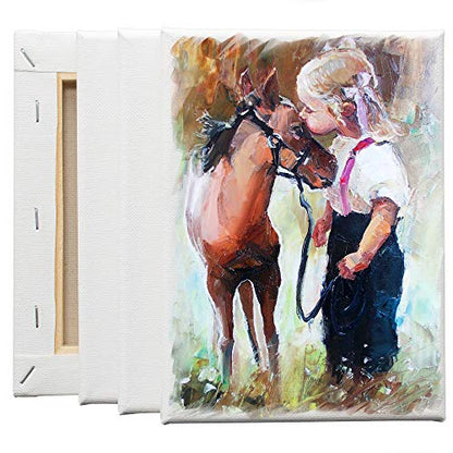 FIXSMITH Stretched White Blank Canvas- 5x7 Inch,6 Pack,Primed,100% Cotton,5/8 Inch Profile of Economy Value Pack for Acrylics,Oils & Other Painting Media. - size: 5"x7"