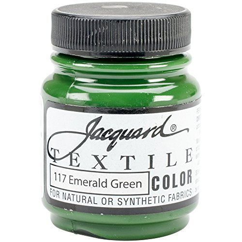 Jacquard Textile Color Emerald Green - Permanent Fabric Paint for Clothes, Furniture Upholstery, Shoes or Tote Bags – Indoor & Outdoor Fabric Paint – 2.25 Oz Jar, Upholstery Fabric Paint - color: Emerald Green, size: 2.25 Fl Oz (Pack of 1)