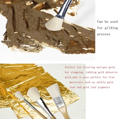 Sdanart Gilding Brush Set,7 PCS Professional Goat Hair Blend Mop Brush Set for Acrylic Gouache Watercolor Oil Painting Gold foil and Gold Leaf Sheets