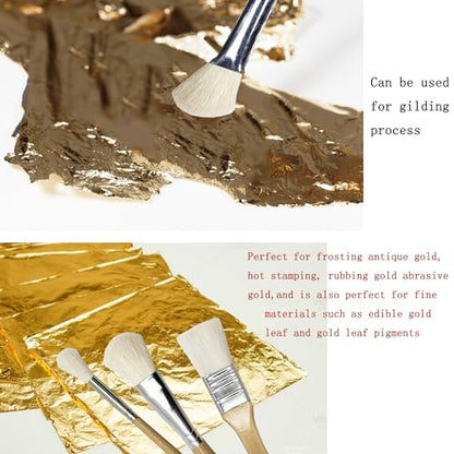 Sdanart Gilding Brush Set,7 PCS Professional Goat Hair Blend Mop Brush Set for Acrylic Gouache Watercolor Oil Painting Gold foil and Gold Leaf Sheets