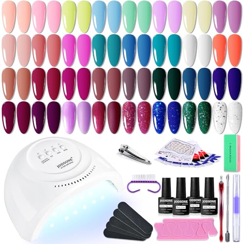 JODSONE 36 PCS Gel Nail Polish Starter Kit U V Light and Dark Series Gel Nail Set No Wipe Base Matte and Glossy Top Coat All Kinds of Manicure Tools - color: 32KIT 1G 05-A