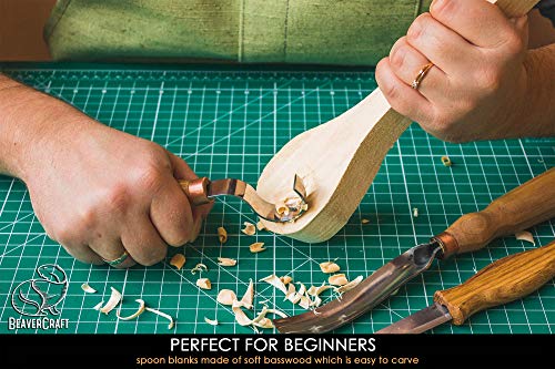 BeaverCraft Spoon Carving Blank BB1 Unfinished Wood for Whittling Tools, Spoon Carving Kit - Wood Carving Blocks Basswood for Crafts