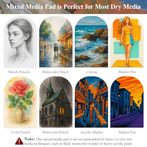 Mixed Media Sketchbook 9" x 12" - Multimedia Sketchbook Hardcover, Spiral Bound, 60 Sheets 98lb/160gsm Mixed Media Paper, Watercolor Sketch Books for Artist Supplies, Painting, Drawing & Art Supplies. - size: 9" x 12" (Pack of 1)