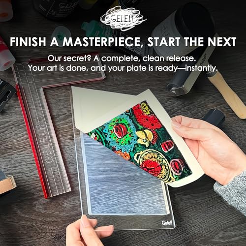 GELELF New Generation Gel Printing Plate, Upgraded Formula Printing Plate for Gel Printing Art, Gel Monoprinting Kit, Printmaking Supplies, No Aging and Bubbling(Arch A: 9" x 12") - size: 9" x 12" | 22.8 x 30.5 cm