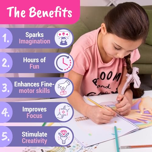 BSCOOL Nails Studio Learn to Design Nails Activity Book for Girls Ages 5+ – 2 Pack – Nail Art Sticker Design Book with Guides – Creative Birthday Gift for Kids - color: 2 PCS Nail Design Studio