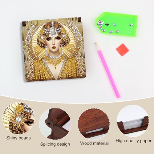 Diamond Painting Kit memo Box, Diamonds Art DIY Queen Patterns Sticky Note Box Special Shape Drill, with 160 Sticky Note, Ideal for Home Office Supplies, Handicrafts, Holiday Gifts - color: Queen