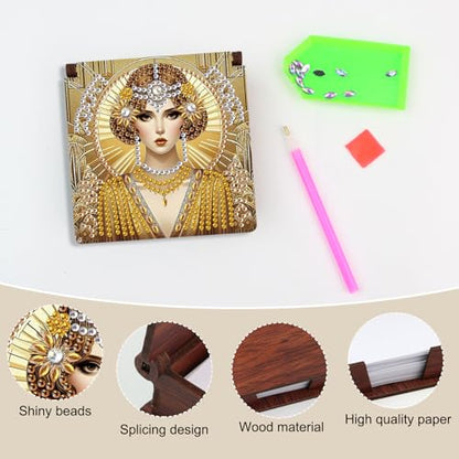 Diamond Painting Kit memo Box, Diamonds Art DIY Queen Patterns Sticky Note Box Special Shape Drill, with 160 Sticky Note, Ideal for Home Office Supplies, Handicrafts, Holiday Gifts - color: Queen