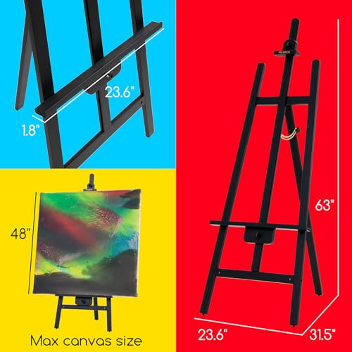 MEEDEN Black Easel for Painting: A Frame Wood Easel for Adults Artists Display Sign- Holds Canvas up to 48"