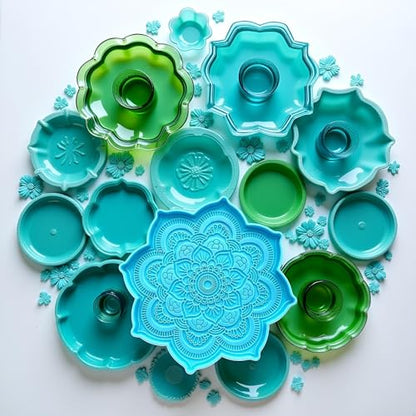 Epoxy Resin Silicone Molds, Mandala Coaster Tray Cup Mat Casting Mould, DIY Crafts Sculpture Supplies, Home Decoration Making Tools, Jewelry Casting Supplies(4.7x4.7x0.27inches)