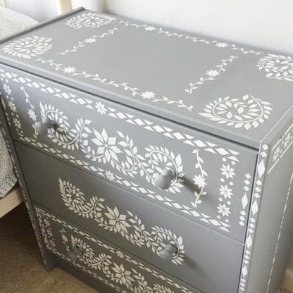 Border Stencils for Painting on Wood, Furniture Stencil for Crafts Reusable Wood Burning Drawing Art Paint Stencils and Patterns for Wall Table Chair Cabinet Canvas Furniture