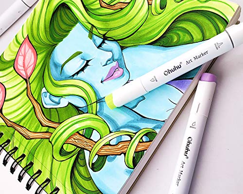 Ohuhu Marker Pads Art Sketchbook - 8.3" x 8.3" Portable Square Size -120 LB/200 GSM Drawing Papers - 60 Sheets/120 Pages - Spiral Bound Sketch Drawing Book for Alcohol Markers Christmas Gift - size: 8.3" x 8.3"