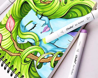 Ohuhu Marker Pads Art Sketchbook - 8.3" x 8.3" Portable Square Size -120 LB/200 GSM Drawing Papers - 60 Sheets/120 Pages - Spiral Bound Sketch Drawing Book for Alcohol Markers Christmas Gift - size: 8.3" x 8.3"