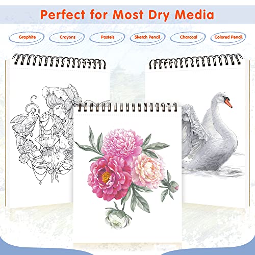 FIXSMITH 9"X12" Sketch Book | 160 Sheets (68 lb/100gsm) | 2 Pack Sketchbooks | Top Spiral Bound Artist Sketch Pad | Acid Free Drawing Pad | Ideal for Kids,Beginners,Artists &Painters | Bright White - color: Tan, size: 9"x12"-2 Pack