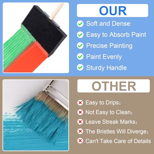 SmallCat 4 PCS Foam Paint Brushes, 3.96 Inch Foam Sponge Brushes for Varnishes, Reusable Sponge Brushes with Wood Handles for Painting, Staining, and DIY Crafts - Black - size: 4"(4pcs)