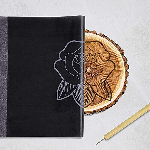 CHICHIYANG 100 Sheets Black Carbon Transfer Tracing Paper 8.3 x 11.7 Inch Graphite Paper for Canvas Wood Paper