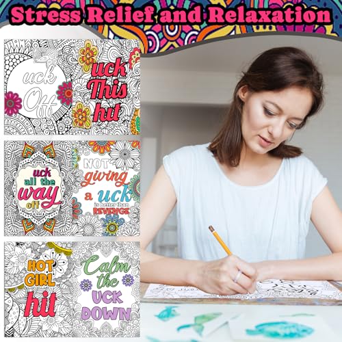 Liliful 144 Pcs Coloring Book Bulk for Adult DIY Art Stress Relief Drawing Book with Patterns, Goodie Bag Filler and Holiday Gifts - style: Funny