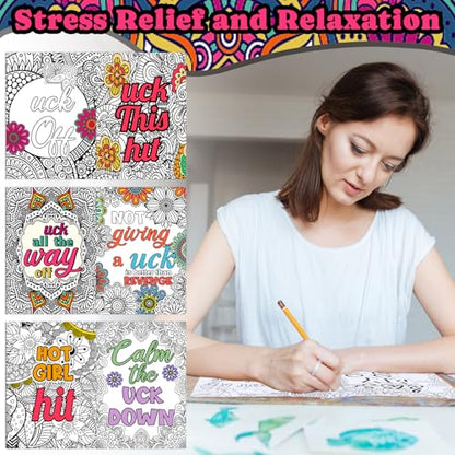 Liliful 144 Pcs Coloring Book Bulk for Adult DIY Art Stress Relief Drawing Book with Patterns, Goodie Bag Filler and Holiday Gifts - style: Funny